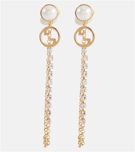 gucci faux pearl earrings|gucci embroidered earrings.